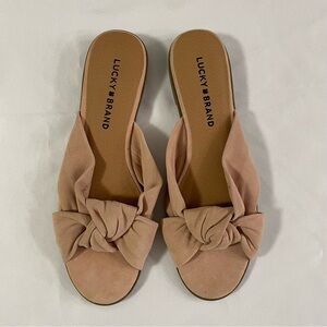 Lucky Brand Women's Tan Bow Slide Sandals Size 7
